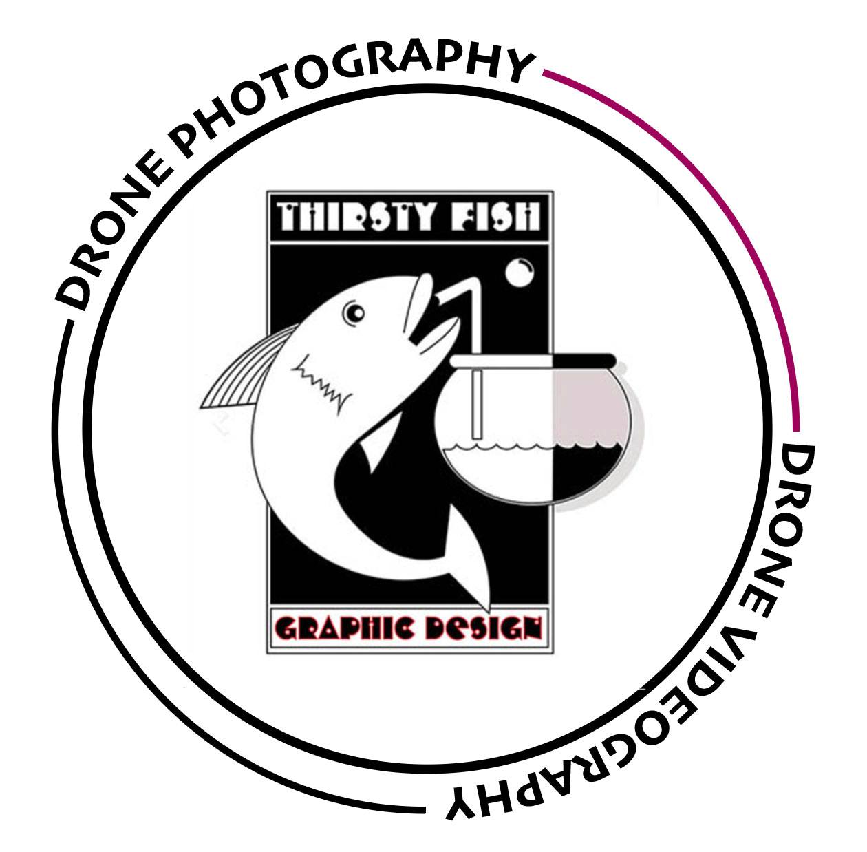 Logo For Drone Captures By Thirsty Fish: An Aerial Photography Business